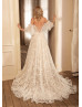 Strapless Lace Tulle Beaded Wedding Dress With Detachable Sleeves